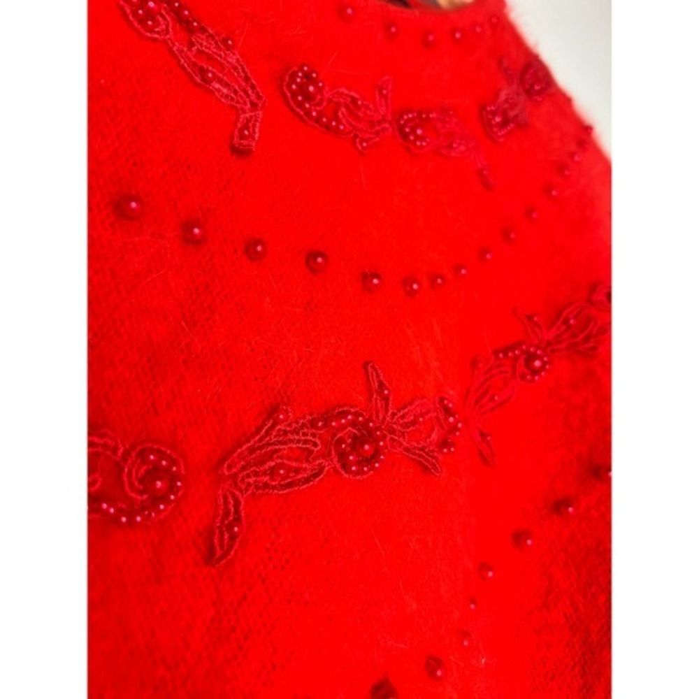 Cavallini Red Angora Rabbit Hair Lambswool Blend Beaded Sweater L - Picture 5 of 8